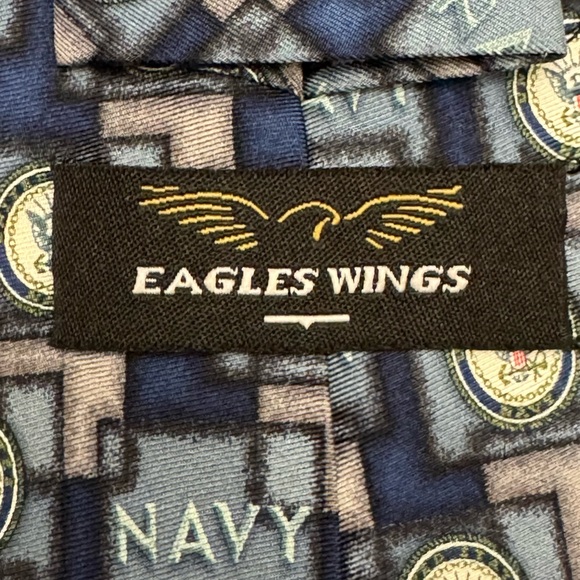 Eagles Wings 100% Silk US Navy Emblem Men’s Neck Tie 100% Silk Military Navy Tie - Picture 5 of 6